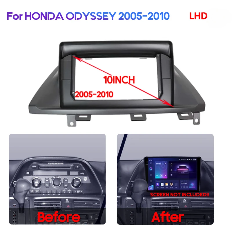 MAMSM 10inch Car Radio DVD Player Fascia for Honda Odyssey 2005 2006 2007 2008 2009 2010 Trim Install Audio Panel Frame Kit