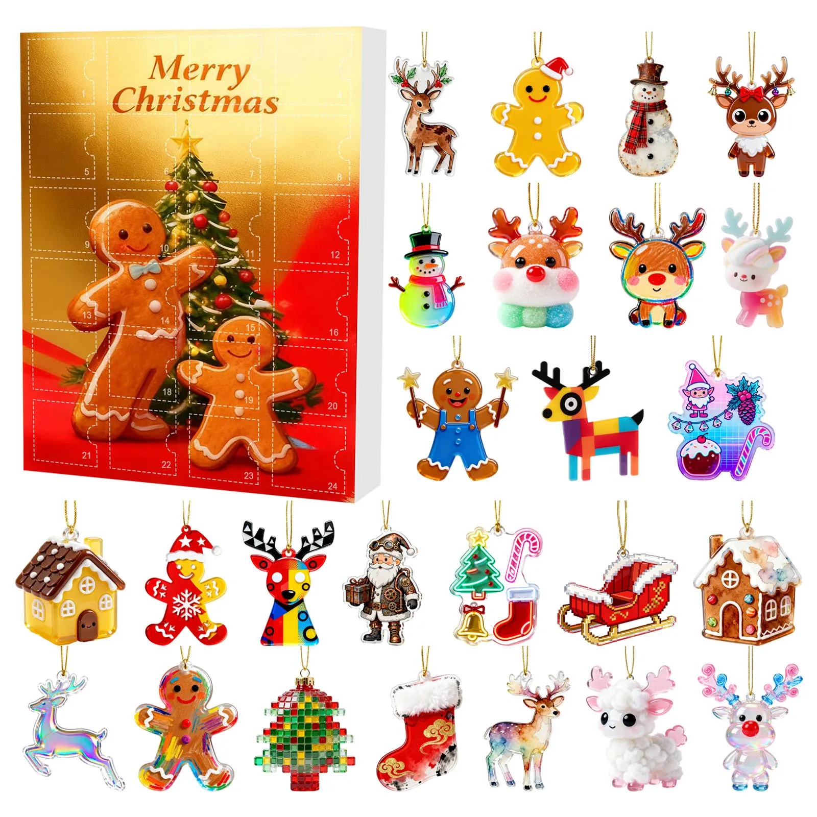 مؤقت بصري عرض كبير تقويم قدوم عيد الميلاد مع 24 قطعة زينة عيد الميلاد عيد الميلاد مؤقت تنازلي رقمي قابل للبرمجة #6