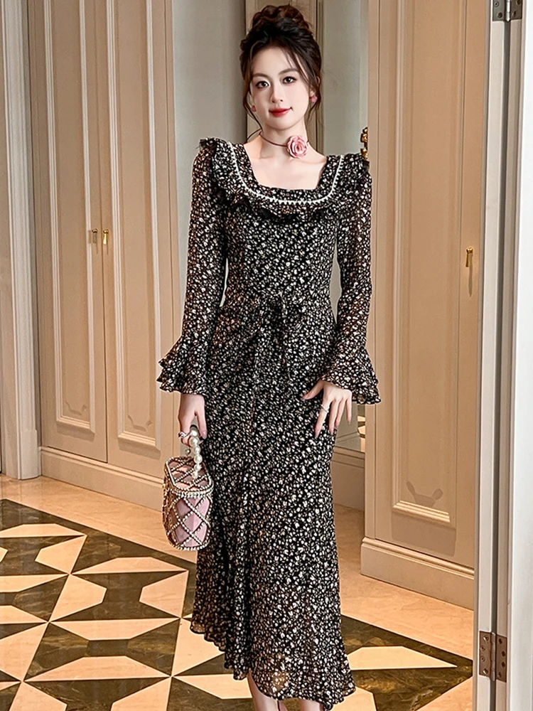 Mode Süße Prom Kleider Frauen Kleidung Elegante Retro Rüschen Bandage Fischschwanz Lange Robe Party Bankett Vestidos Fiesta Mujer