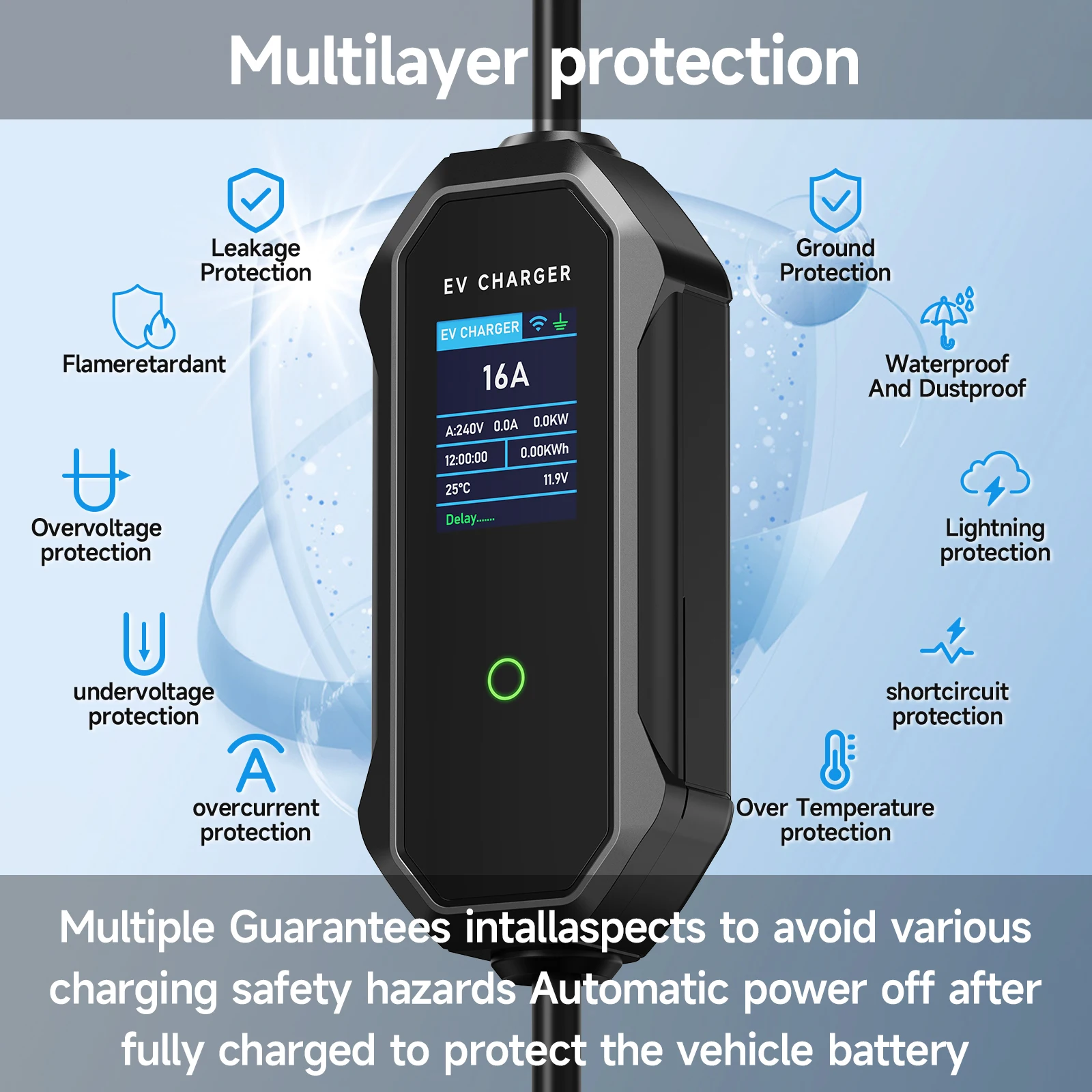 AFYEEV Type2 휴대용 EV 충전기 11KW 16A 3 상 GBT 전기 자동차 충전기 Wi-Fi APP 블루투스 버전 원격 제어 CEE 플러그 썸네일 2