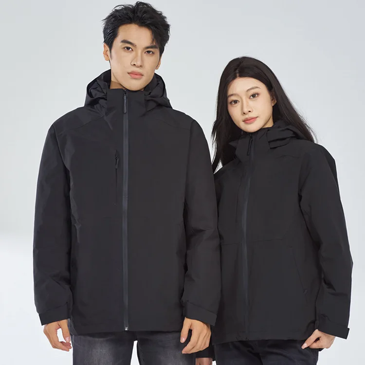 Jacket down liner three-in-one men's and women's winter windproof waterproof outdoor warm two-piece set