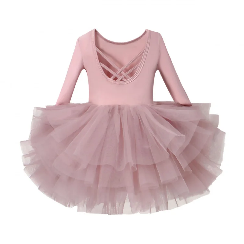 

New Mesh Dress Children's Long Sleeve One-piece Ballet Dress Girls' Performance Costume Dance Dress Hot-selling Model