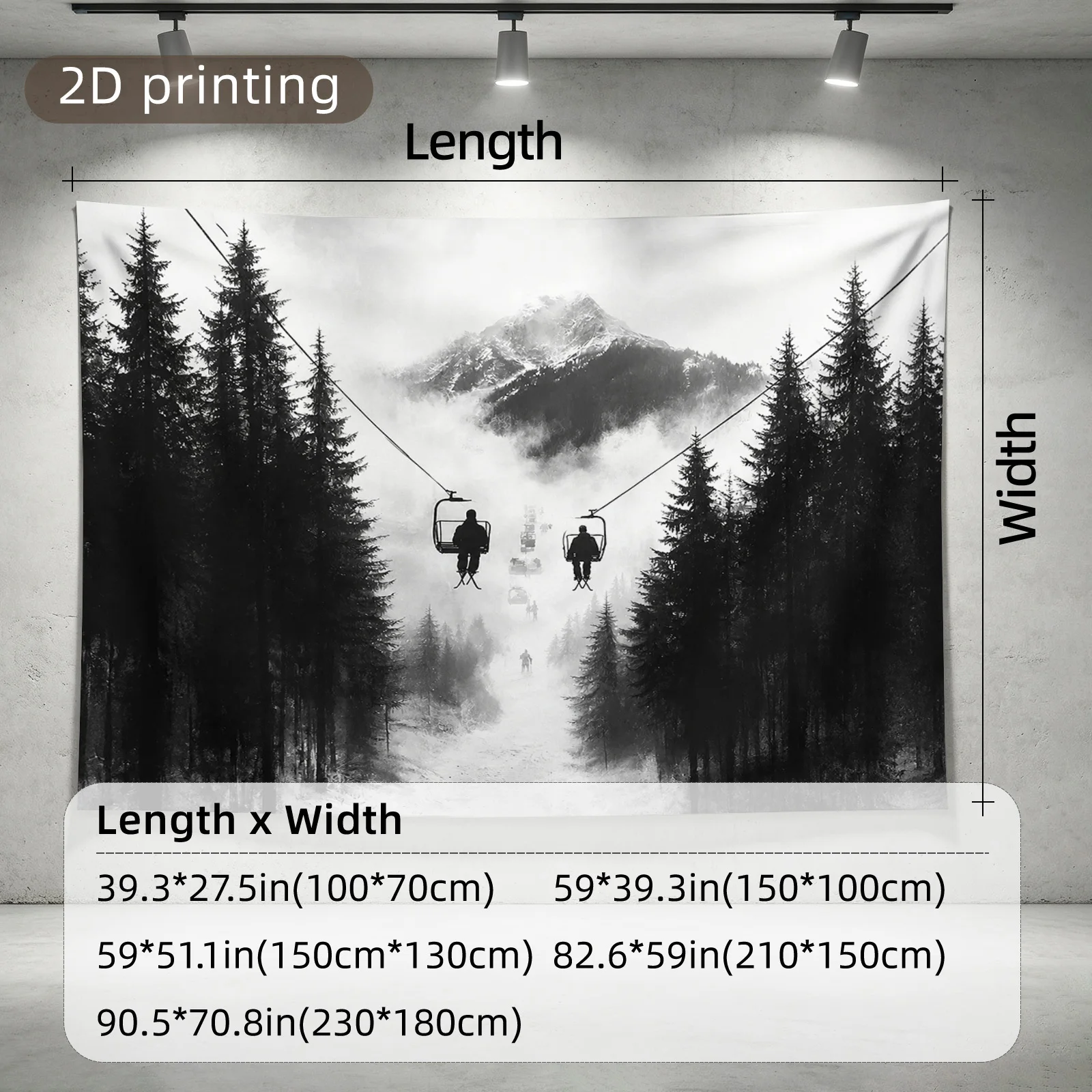 Large Nature Tapestry Wall Hanging Polyester Print Forest Mountain Adventure Scenic Landscape Decor for Home Bedroom Living Room