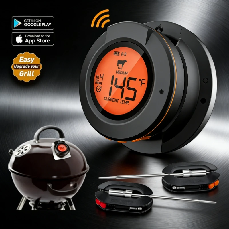 Hoge nauwkeurigheid digitale draadloze Bluetooth vleesthermometer Dome Food Temp Meter voor BBQ houtskoolgrill oven roker kookgebruik - afbeelding 2