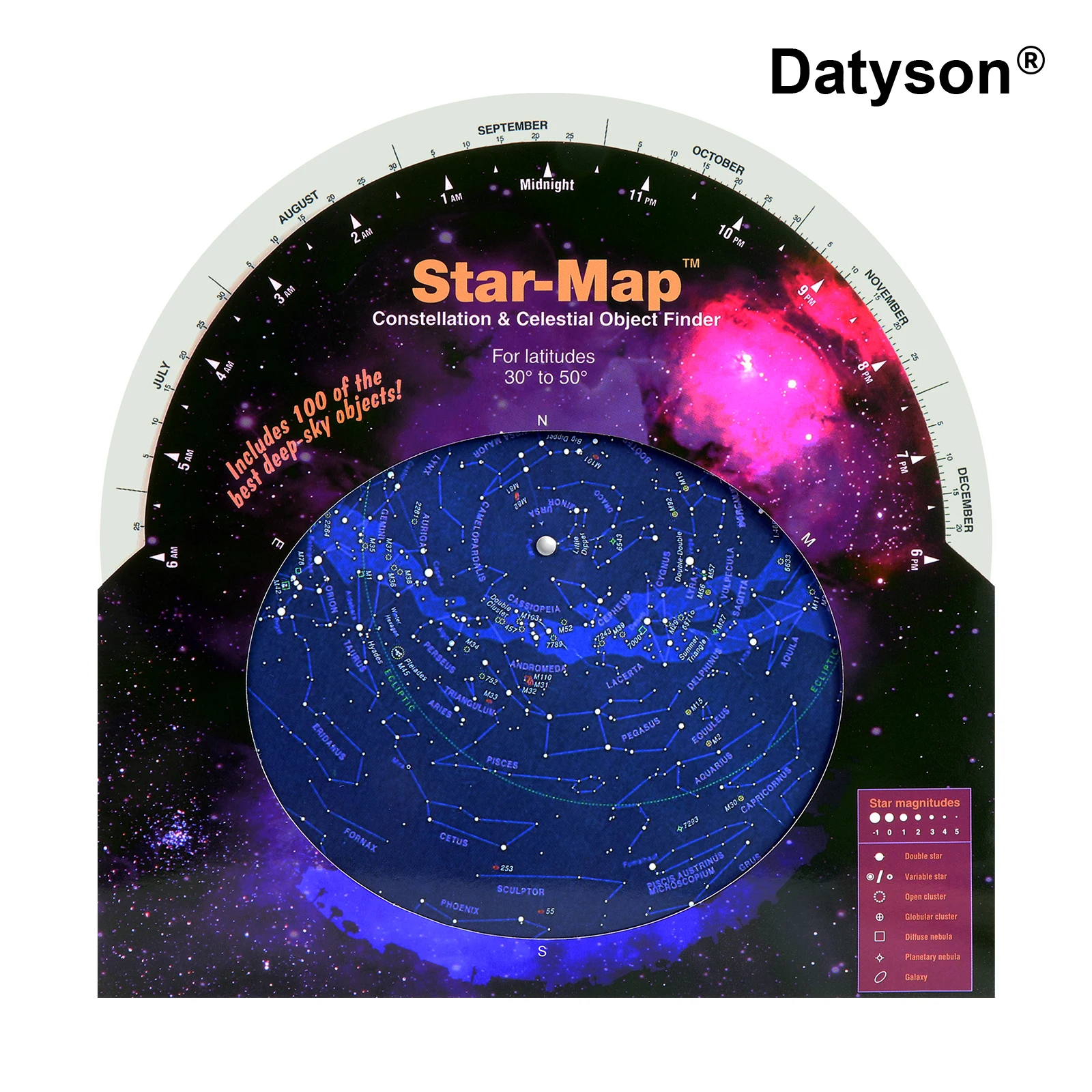 Datyson W5P0015A HD Constelación giratoria Exploración del cielo nocturno Guía de observación de estrellas para principiantes Mapa de estrellas de actividad