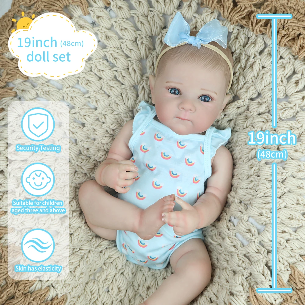 

48CM Full Body Soft Vinyl Reborn Baby Doll Girl Lovely Bettie with Lifelike Painted Hair for Kid's Christmas Gift Muñecas