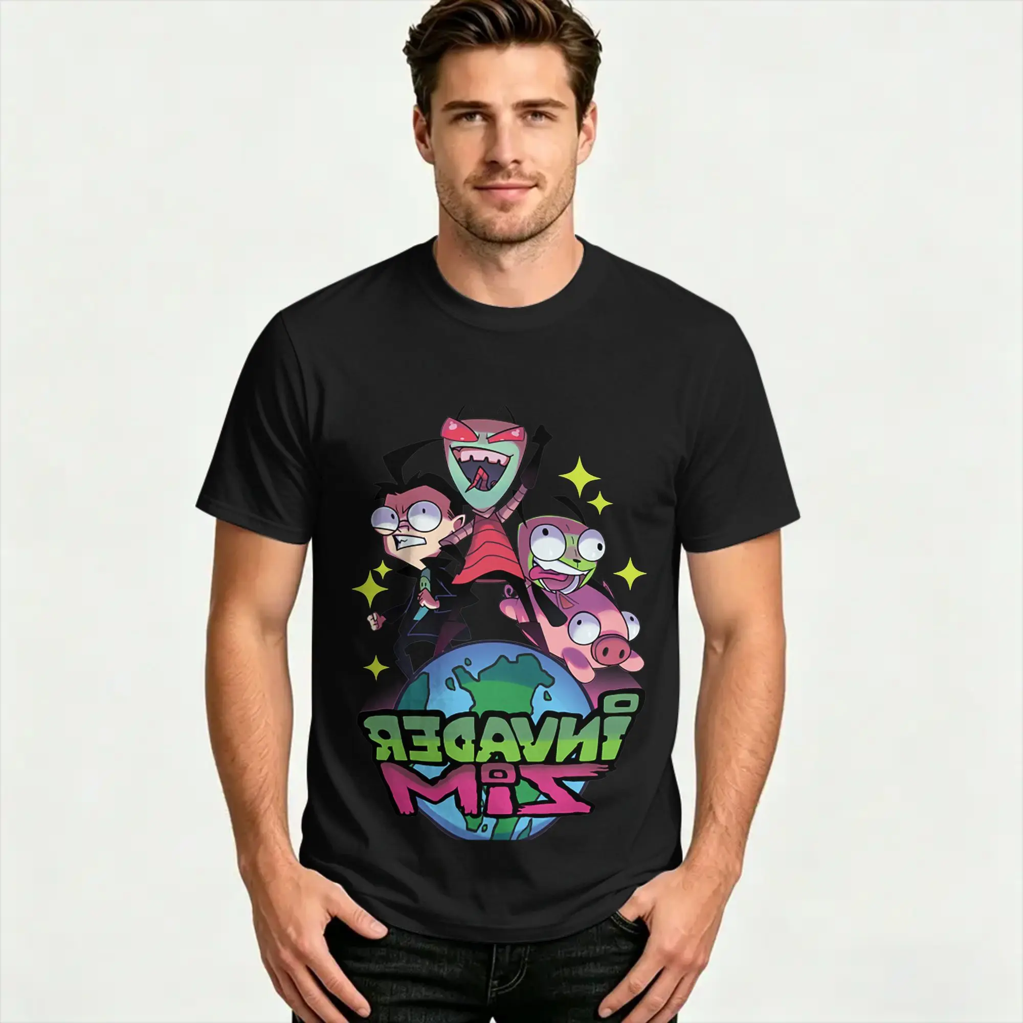 Men Women T-Shirt Invaders Zims  Crazy Cotton Tees Short Sleeve Conqueror T Shirts Crew Neck Tops Plus Size