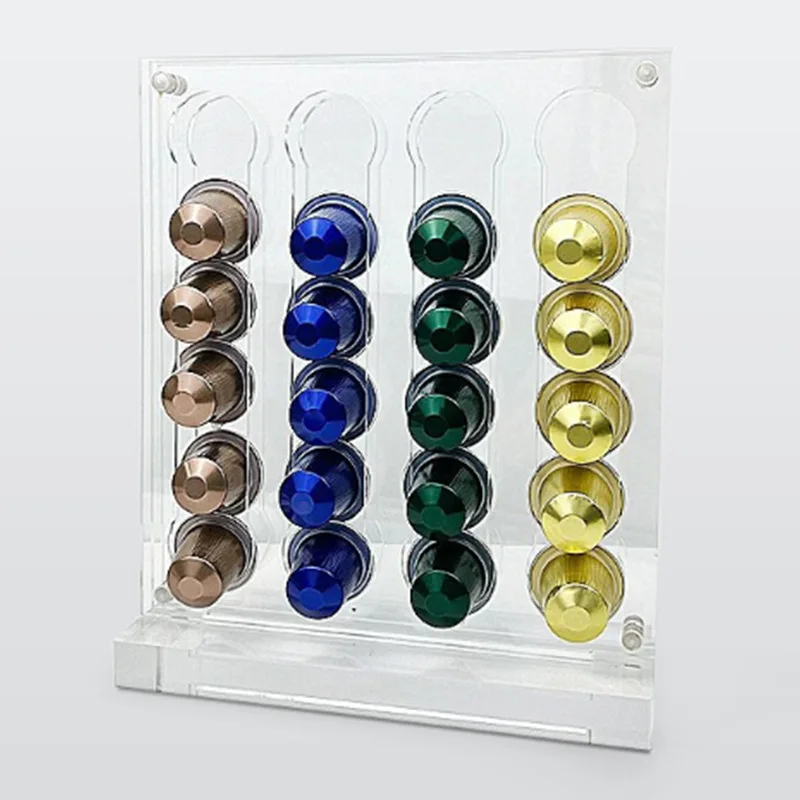 40 Capsule Coffee Capsule Holder Acrylic Transparent Instant Coffee Storage Display Rack Vertical Space Saving Sleek