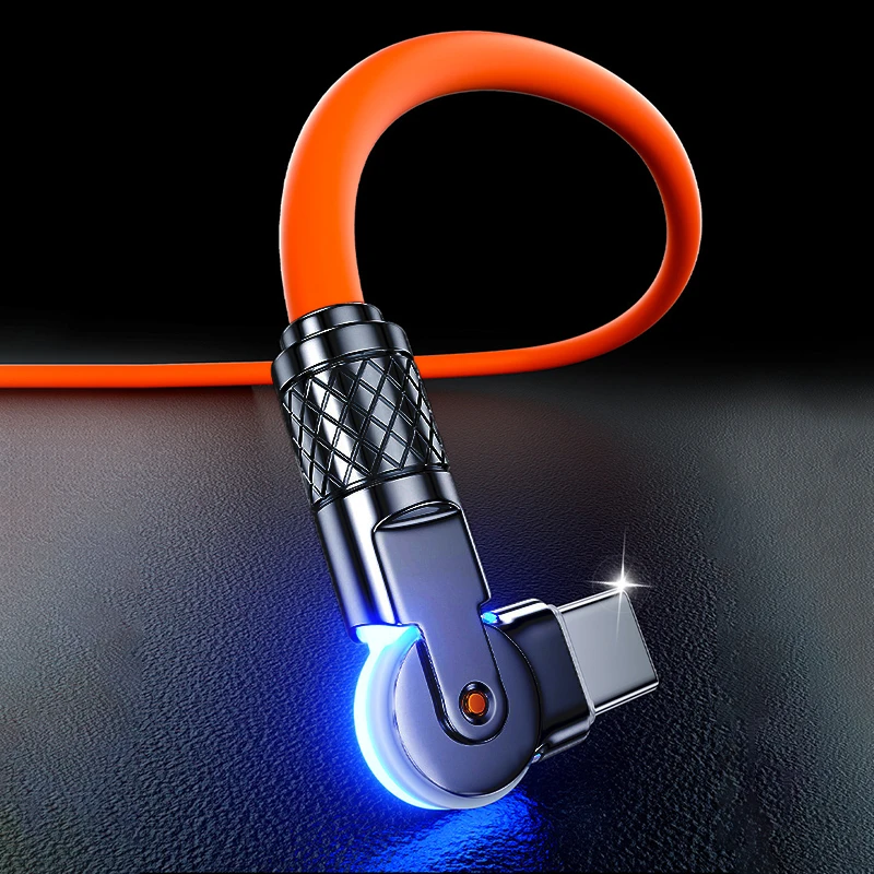 كابل USB C إلى النوع C للشحن السريع للغاية 60 وات PD، دوران كوع 180 درجة لمزامنة البيانات المتوافقة مع أجهزة الكمبيوتر المحمولة Samsung Huawei #5