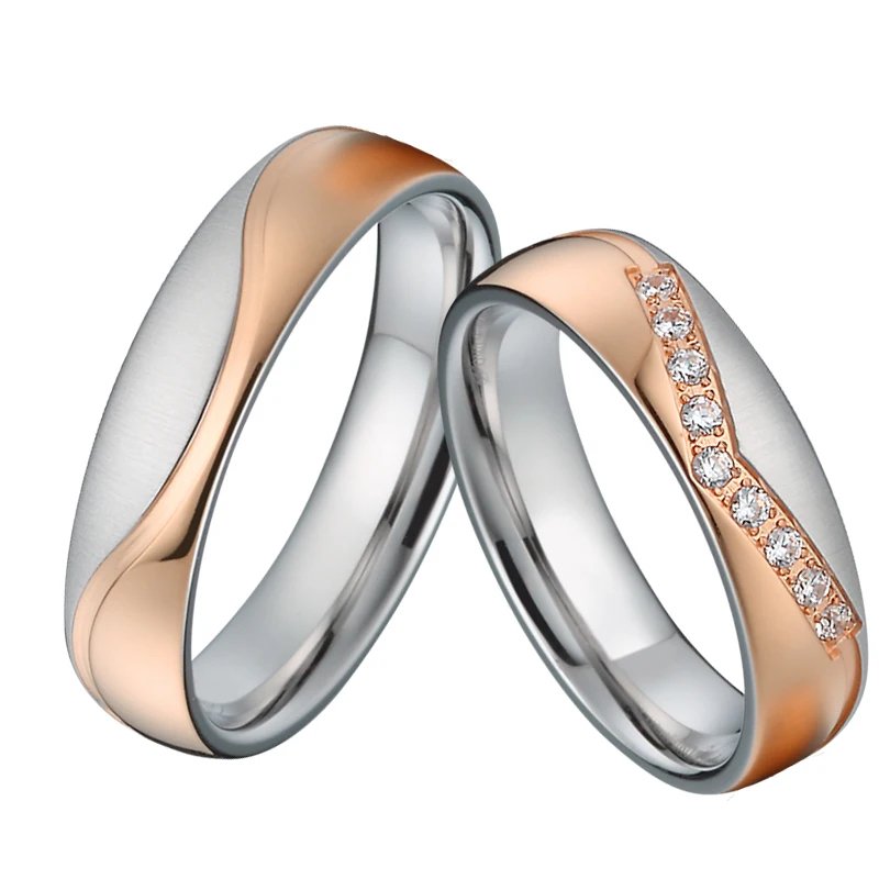 

wedding rings for men and women lover's alliance fashion 14k rose gold plated gemstone finger couple ring jewellery