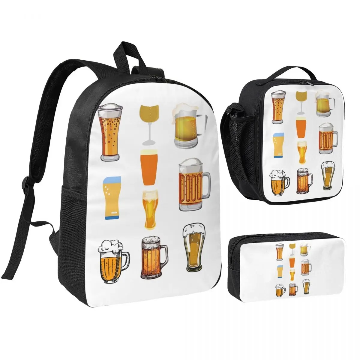 

Beer Socks And More Backpack Student BookBag School Bag Shoulder Bags 3ps Insulated Lunch Bag Pencil Case