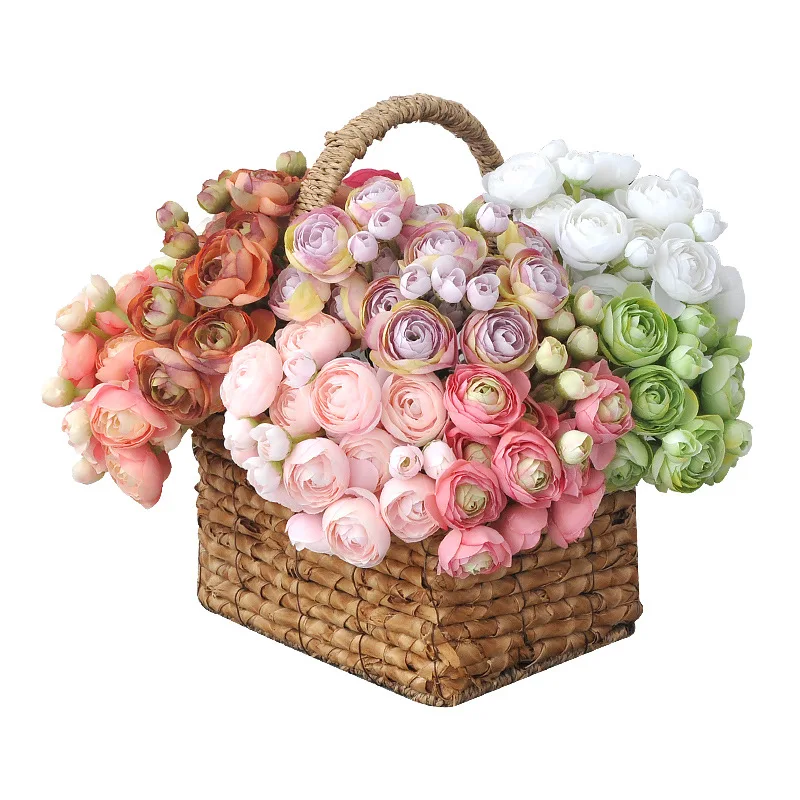 6pcs Artificial Flower Bouquet Silk Tea Rose Lotus 26Cm Fake Plant Wedding Home Garden Christmas Party Decoration Accessories