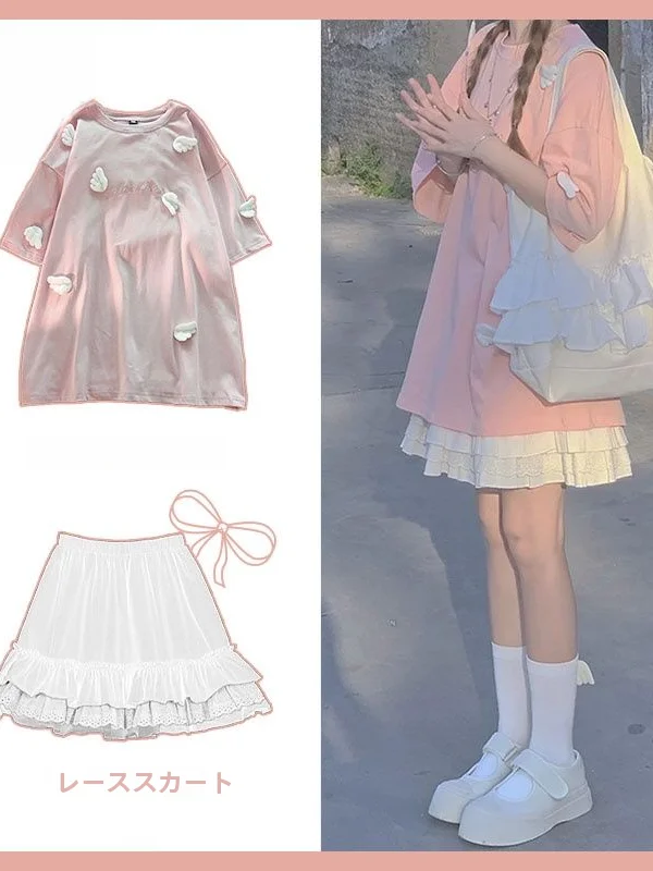 

2026 New Dopaamine Style Short Skirt Two-Piece Set Korean College Fashion Cool Salt System Japanese Style Summer Outfit