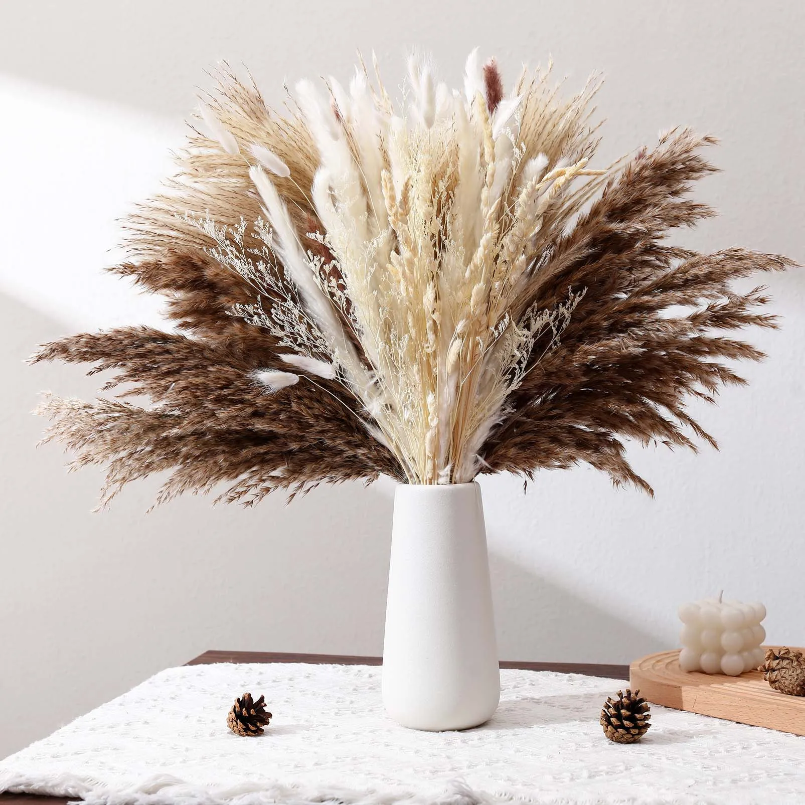 Fluffy Dry Pompous Bunny Tails Flowers Small Pompass for Boho Room Home Farmhouse Decor Wedding Pampass Flower Arrangement