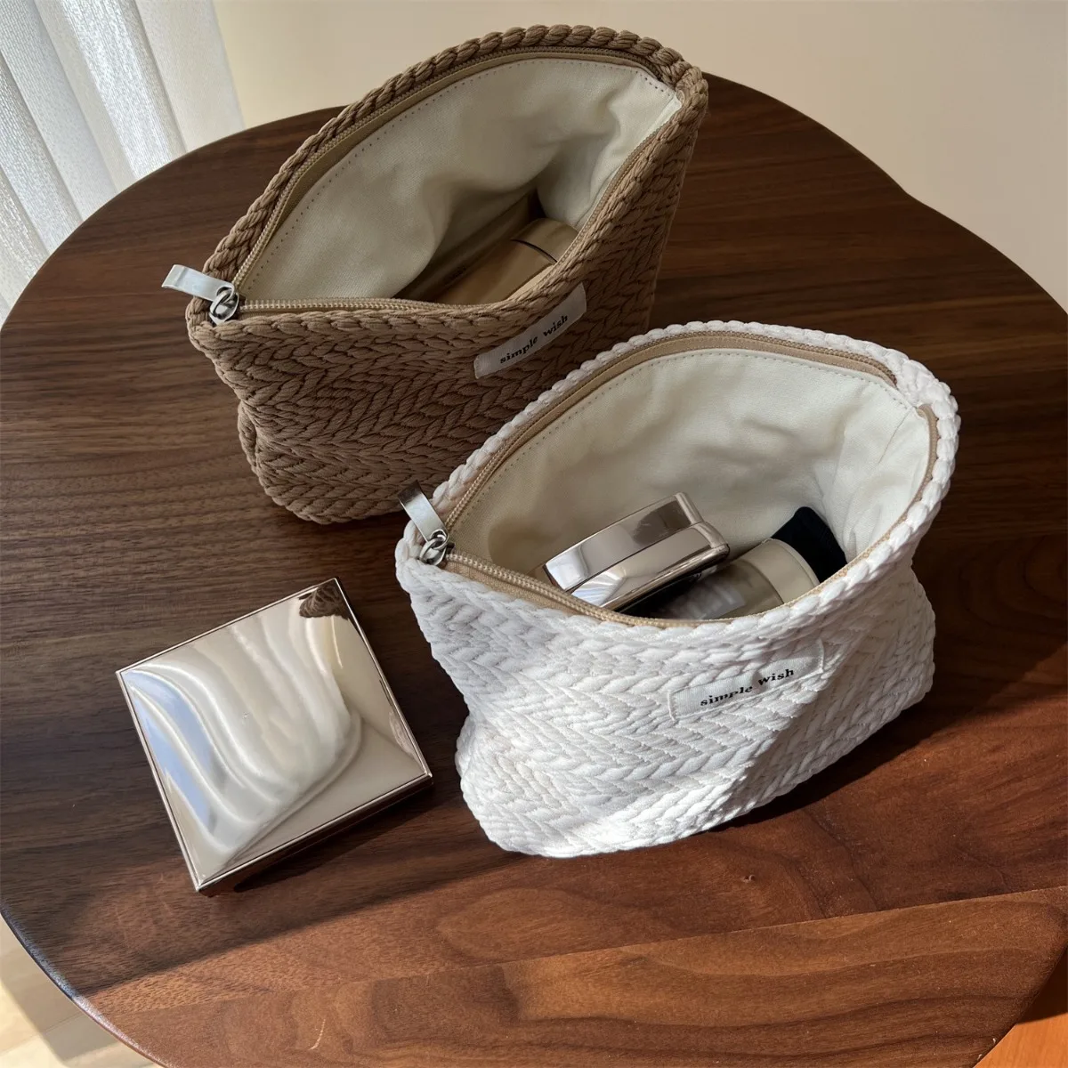 

Custom-sewn wheat ear pattern womens handbag, elegant and simple, with large capacity for makeup