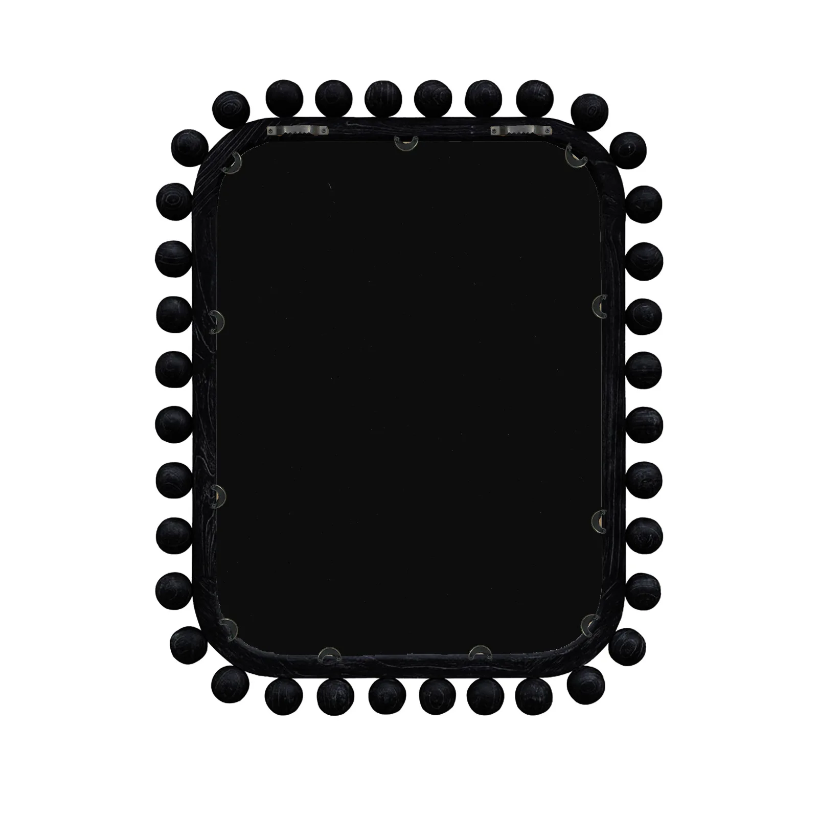 Nordic style black rectangular wooden living room entrance decorative mirror, modern light luxury wall hanging, home decoration