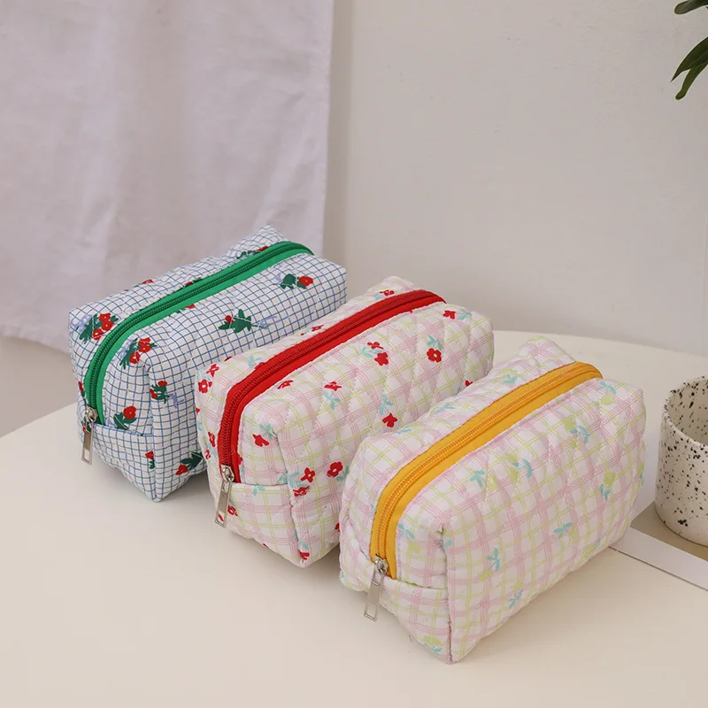 New Cotton Floral Storage Bag Travel Toiletries Organizer Makeup Bags Cosmetic Bag Ladies Portable Clutch Pouch Pencil Case