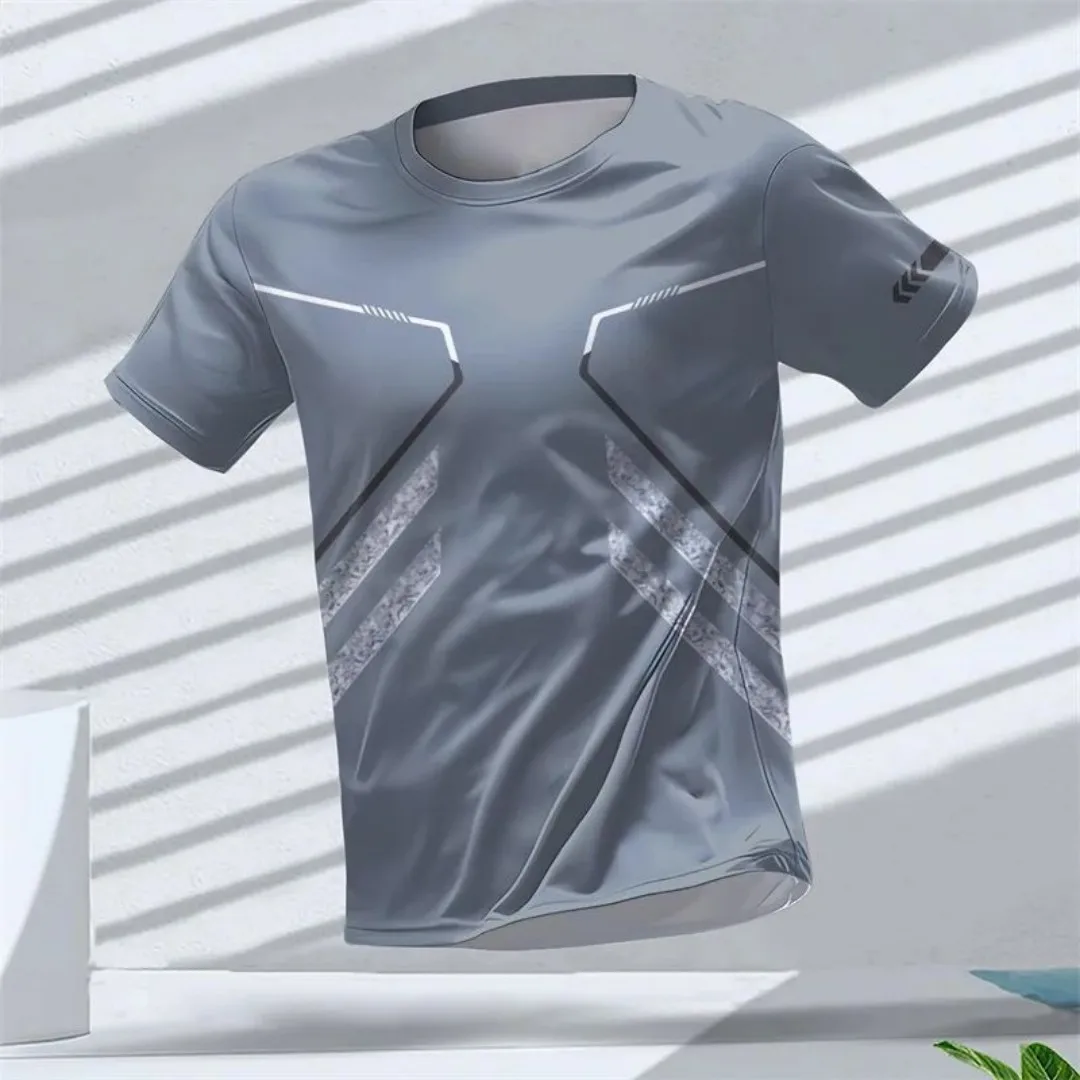 

2025 summer new running pattern quick drying t shirt men's sports printing 3D t shirt casual short sleeve round neck t shirt