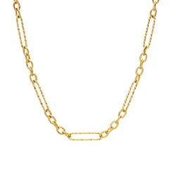 Gold Plated Neckalce Stainless Steel,5mm Chain Link Adjustable, Dainty Jewelry for Women