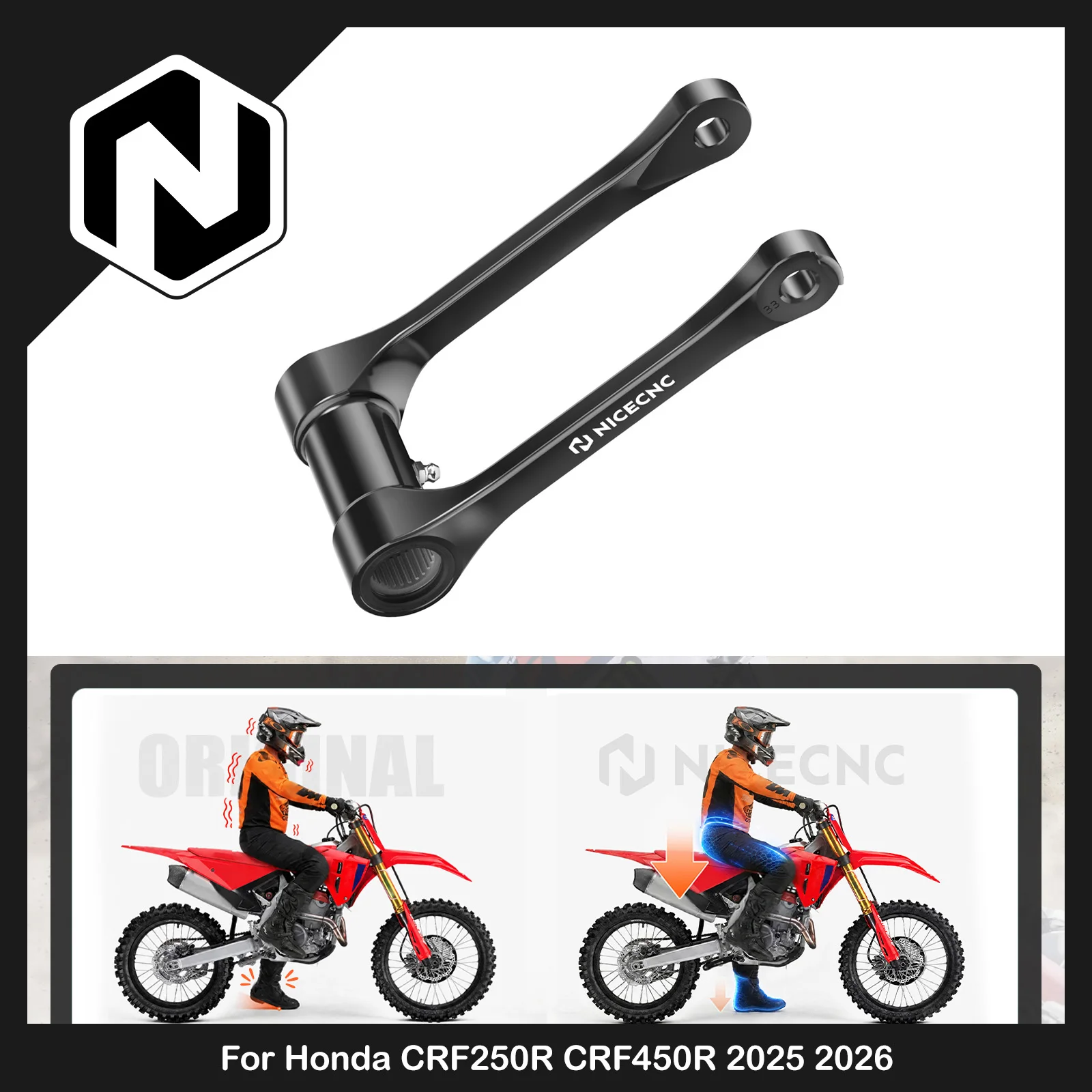 NICECNC Für Honda CRF250R CRF450R 2025 2026 1,5" Tieferlegungs-Kit CRF250RX CRF450RX CRF250RWE CRF450RWE Aluminium Motorrad