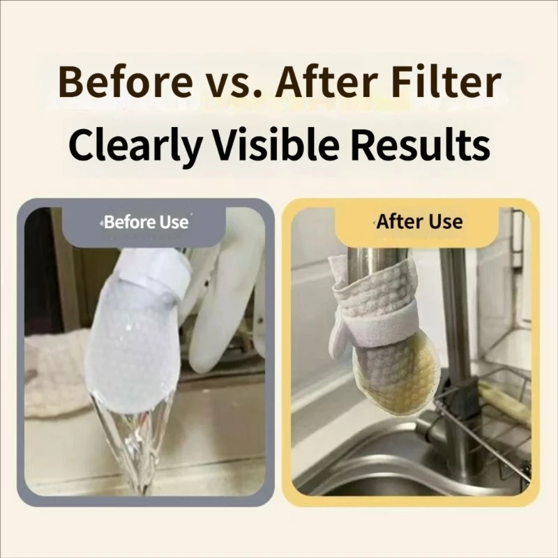 652F Disposable Tap Filter Cotton Bags with Plastic Fasteners for Kitchen Sink, Visible Sediment Blocking Aid for Washing