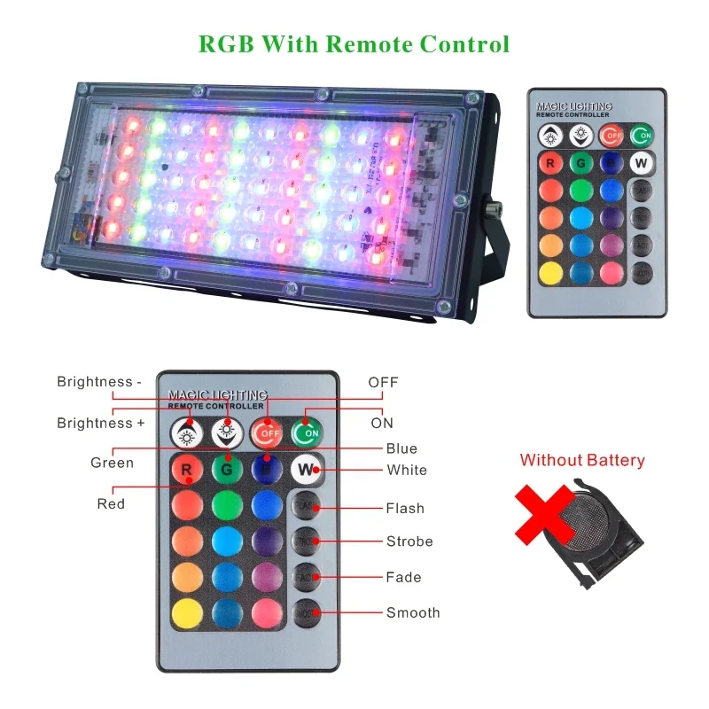 100w 50w rgb Flutlicht lampe im Freien ac220v Garten beleuchtung Flutlicht ip65 wasserdichter Reflektor LED RGB Scheinwerfer mit Fernbedienung