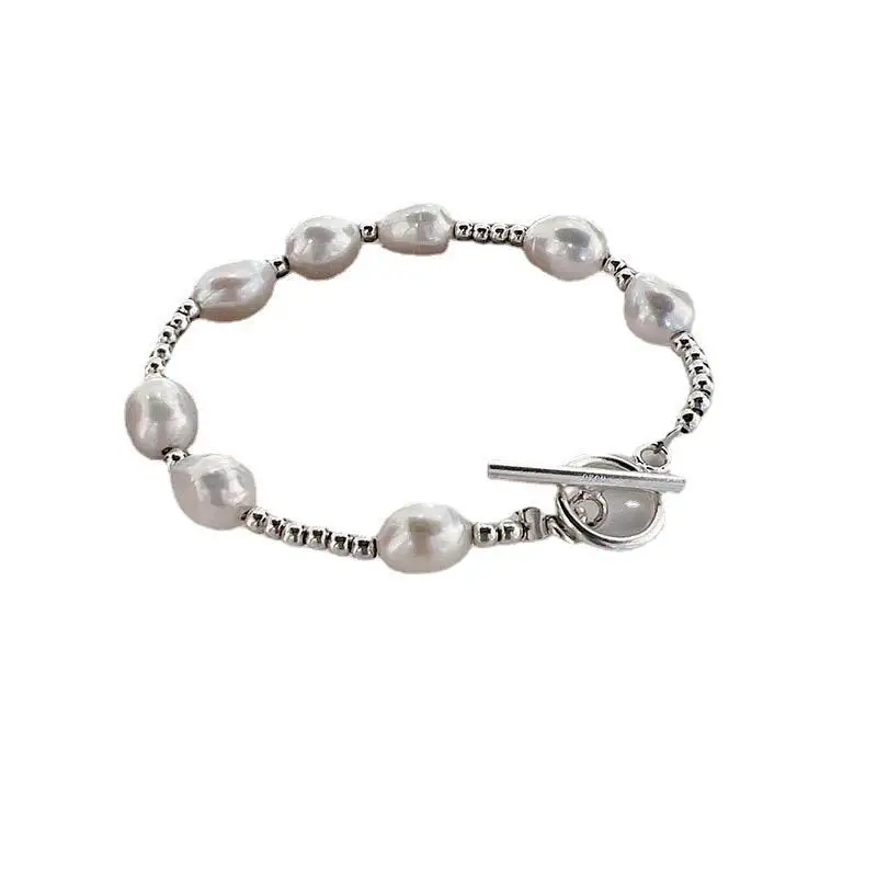 Heißer Verkauf Einfache Design Natürliche Barock Süßwasser Perle Edelstahl Weiblichen Charme Armband Schmuck Für Frauen Geschenke Billig – Detail 7