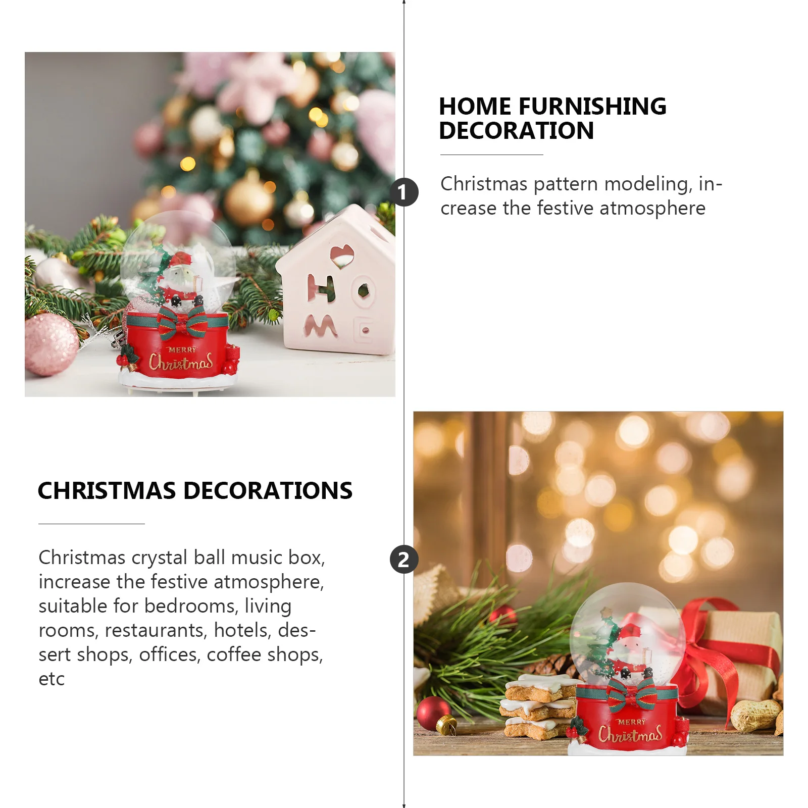 

Christmas Crystal Santa Claus Glass Decoration Globe Musical Snow Color Changing Scene Electronic Festive Home Party Decor