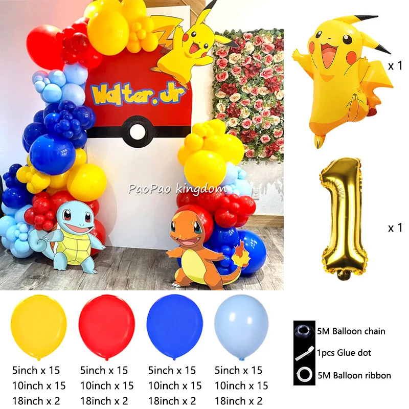 Liebliches Pikachu-Themen-Ballon-Dekorationsset Cartoon-Folienballons Blitzballon-Set Kindergeburtstags-Party-Deko-Zubehör – Detail 10