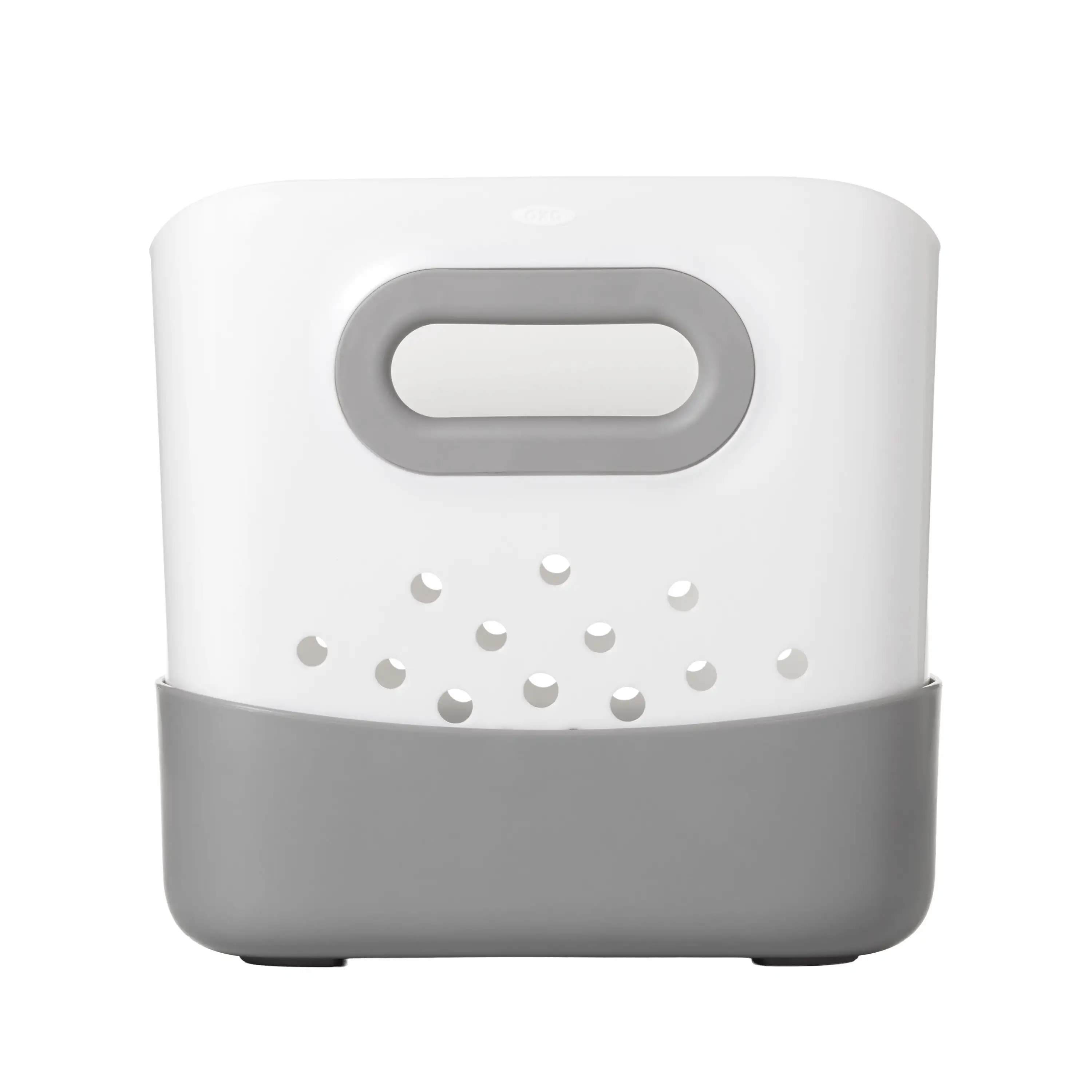 

Compact Gray Plastic Bath Toy Organizer, Stand-Up Design