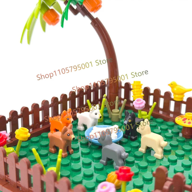 MOC Zoo Farm Accessories Animal Building Blocks Monkey Gorilla Elephant Sheep Turtle Cat Sea Lion Alpaca Bricks DIY Kids Toys F5