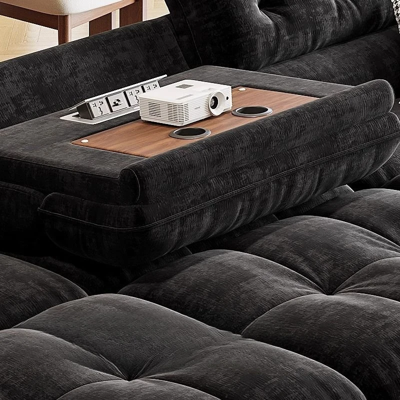 

Cream Wind Electric Sofa, Chenier Zero Wall Smart Retractable Multifunctional Straight Row Sofa