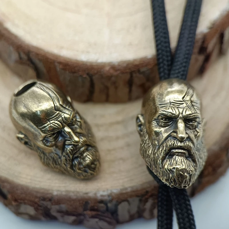 Long Bearded Spartan Warrior Brass Knife Beads EDC Outdoor DIY Paracord Woven Lanyard Pendants Bracelet Charms Jewelry Accessory