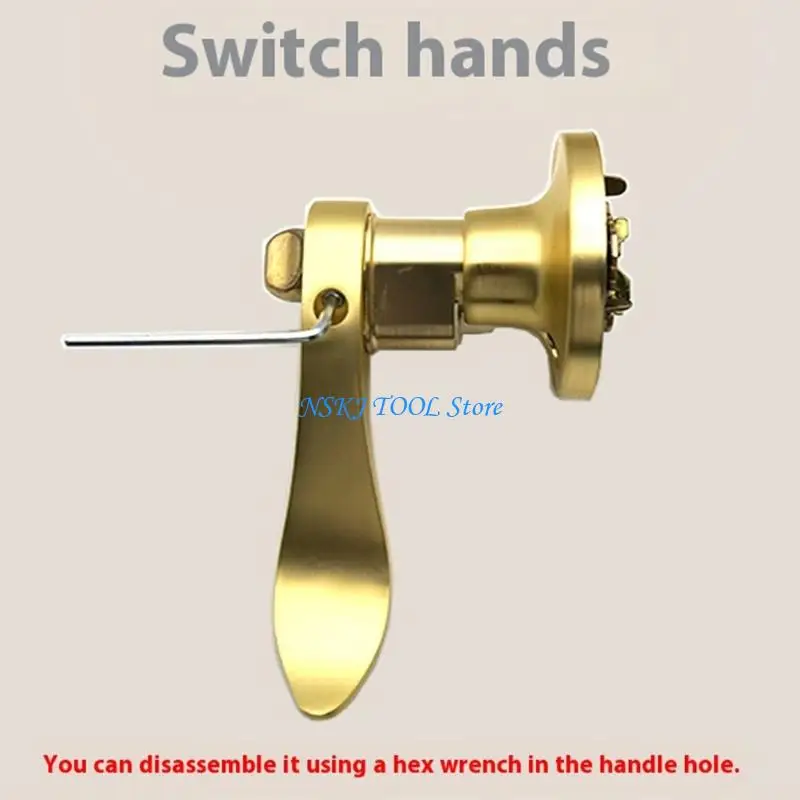 L8RC Doorsh Brass Door Levers الذهب الداخلي غرفة نوم الحمام قفل الباب الخشب #5