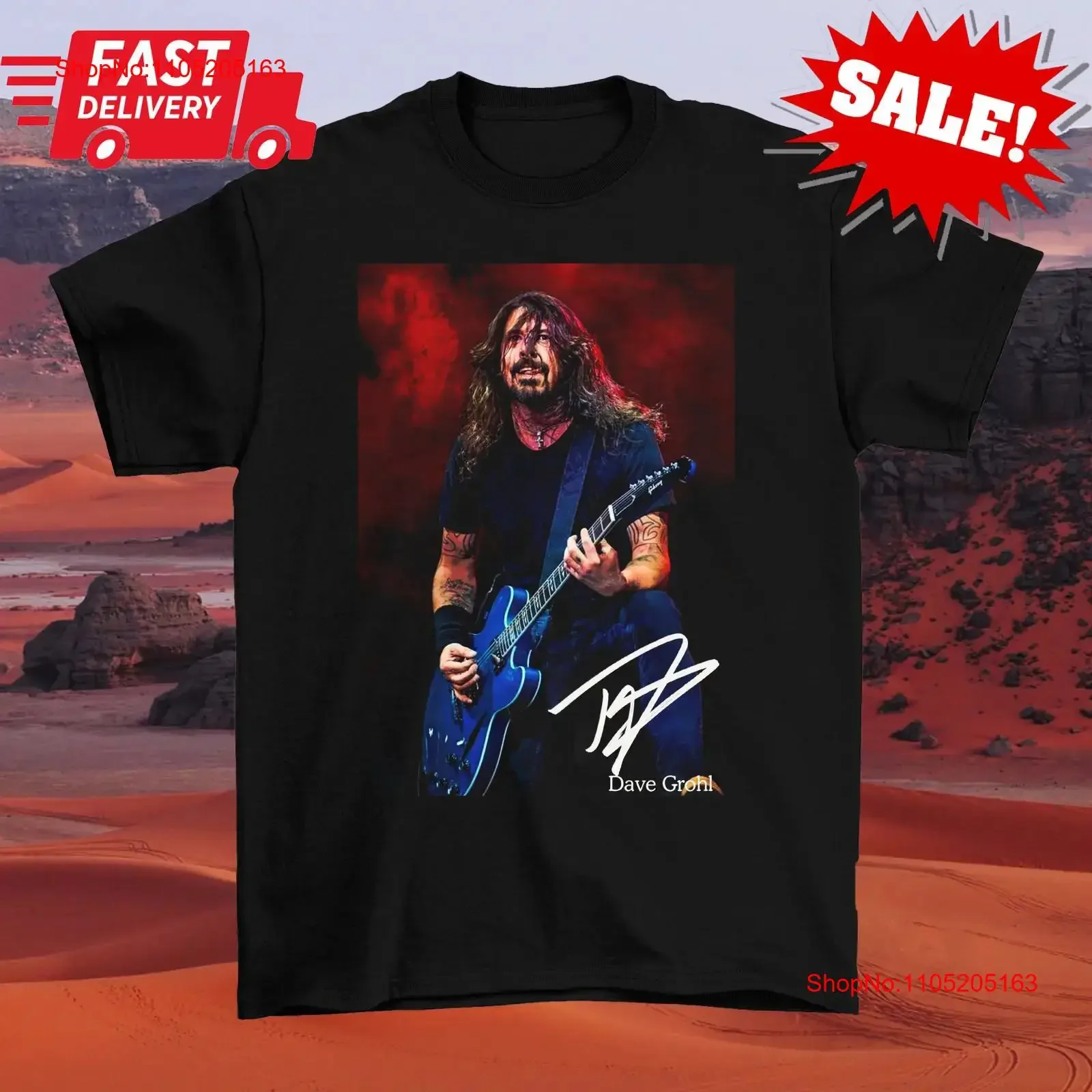 Guitarist Dave Grohl Signature T Shirt Live Tour Black Size S 5XL 1J0456 vintage Washed designer clothes Slightly Soft Stylish