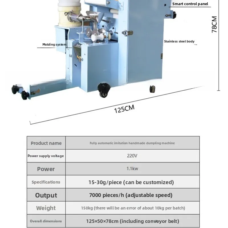 Small dumpling frying dumpling forming machine, stainless steel steaming dumpling machine, automatic pot sticker machine