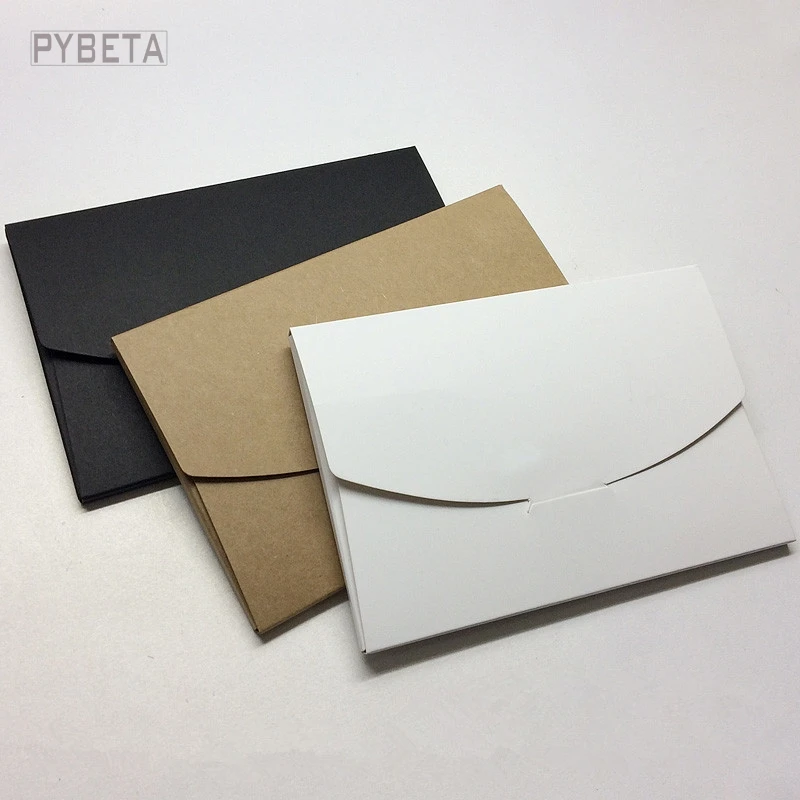 Blank Black White Kraft Paper Envelope Postcards Greeting Card Cover Photo Packaging 50pcs, 16*10.5*0.5cm (6.2