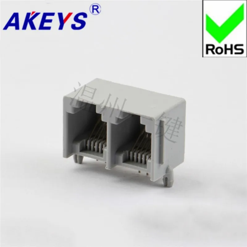 10pcs 5521-2 Connection-6P6C-Band-90 Degree-Grey-RJ11RJ45 5224 Network Socket Horizontal Lateral Interpolation