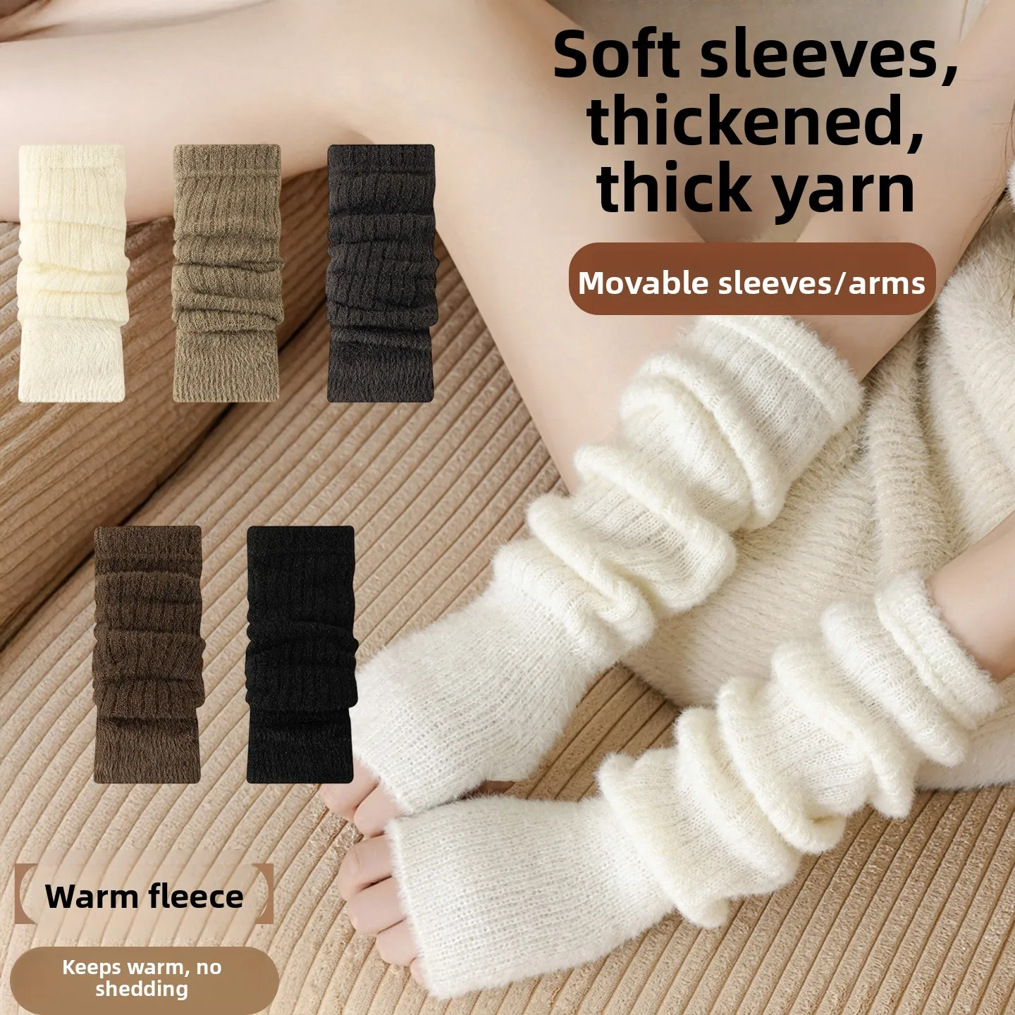 

Женские длинные вязаные шерстяные перчатки-митенки: теплые, милые, для осени и зимы, модные, для дома, улучшающие тепло.