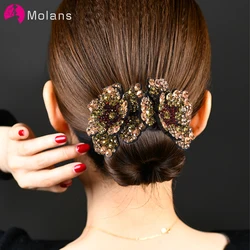 Molans Rhinestone Hair Claws for Women Flower Hair Clip Barrettes Crab Hair Clamps Ponytail Holder Hairpin Band Hair Accessories