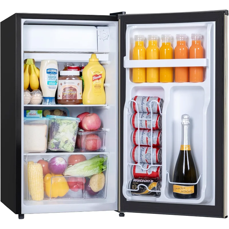 3.2 Cu.Ft Small Fridge with Freezer, Reversible Door Compact Refrigerator, Energy-saving, Low Noise, Mini fridge for Bedroom