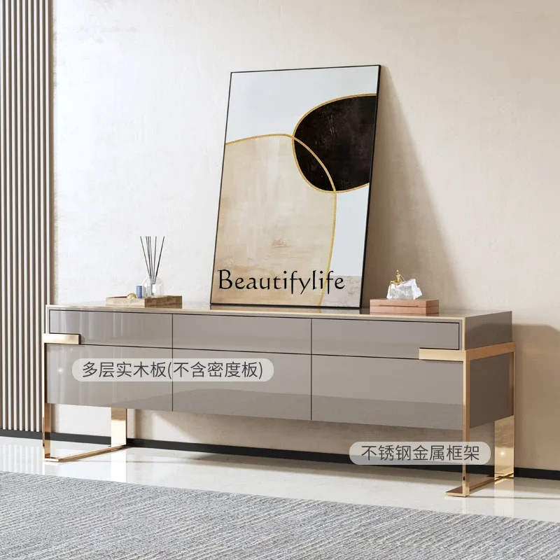 Italian light luxury TV cabinet Hong Kong light luxury bedroom metal video cabinet