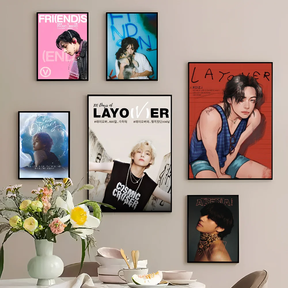 Kpop Kim Tae H-Hyung V L-laover ملصقات كلاسيكية كلاسيكية ، ديكور غرفة عتيقة ، بار منزلي ومقهى #2