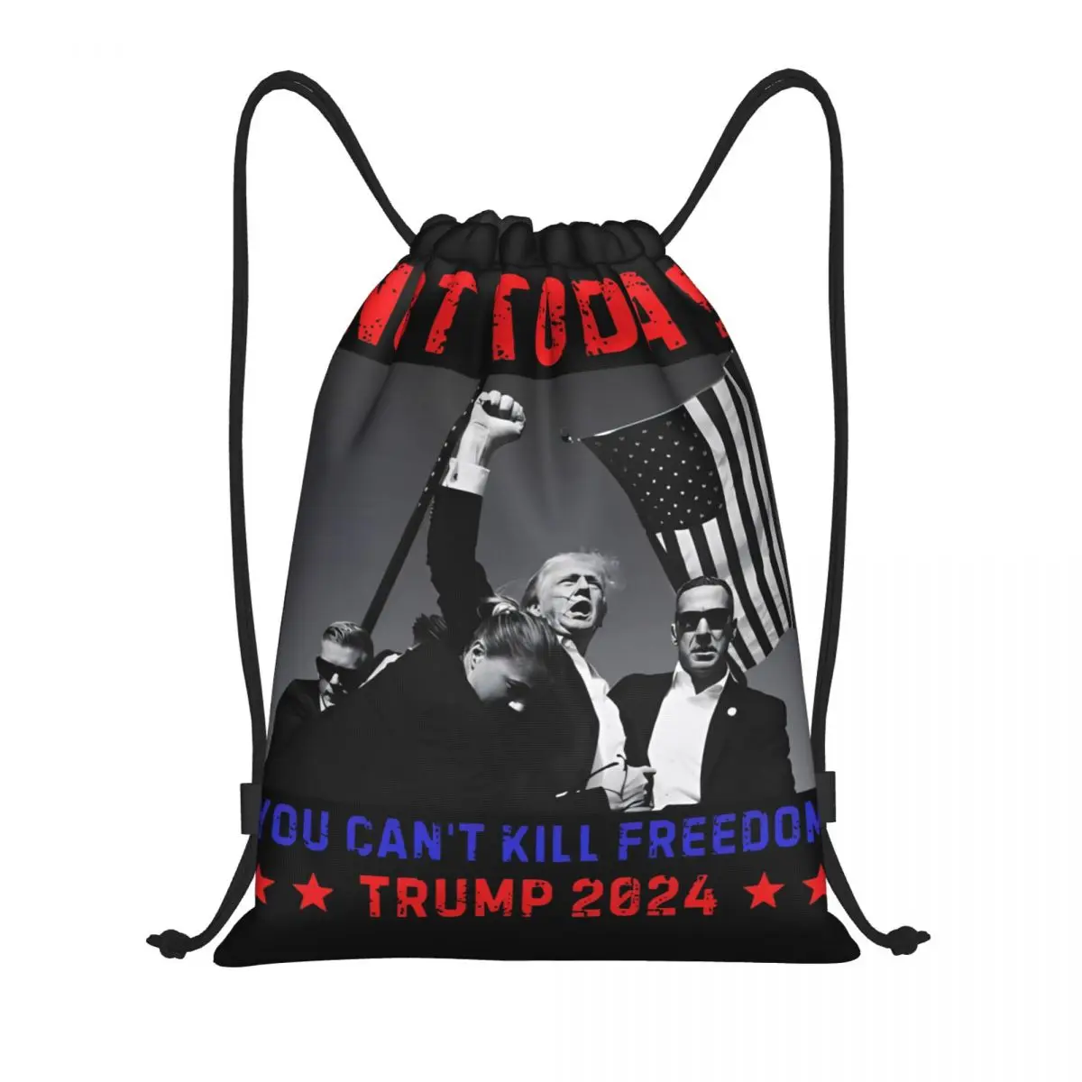 Not Today Trump Shooting Assassination Attempt Drawstring Backpack Gym Sackpack 2024 Support Trump For President String Bag