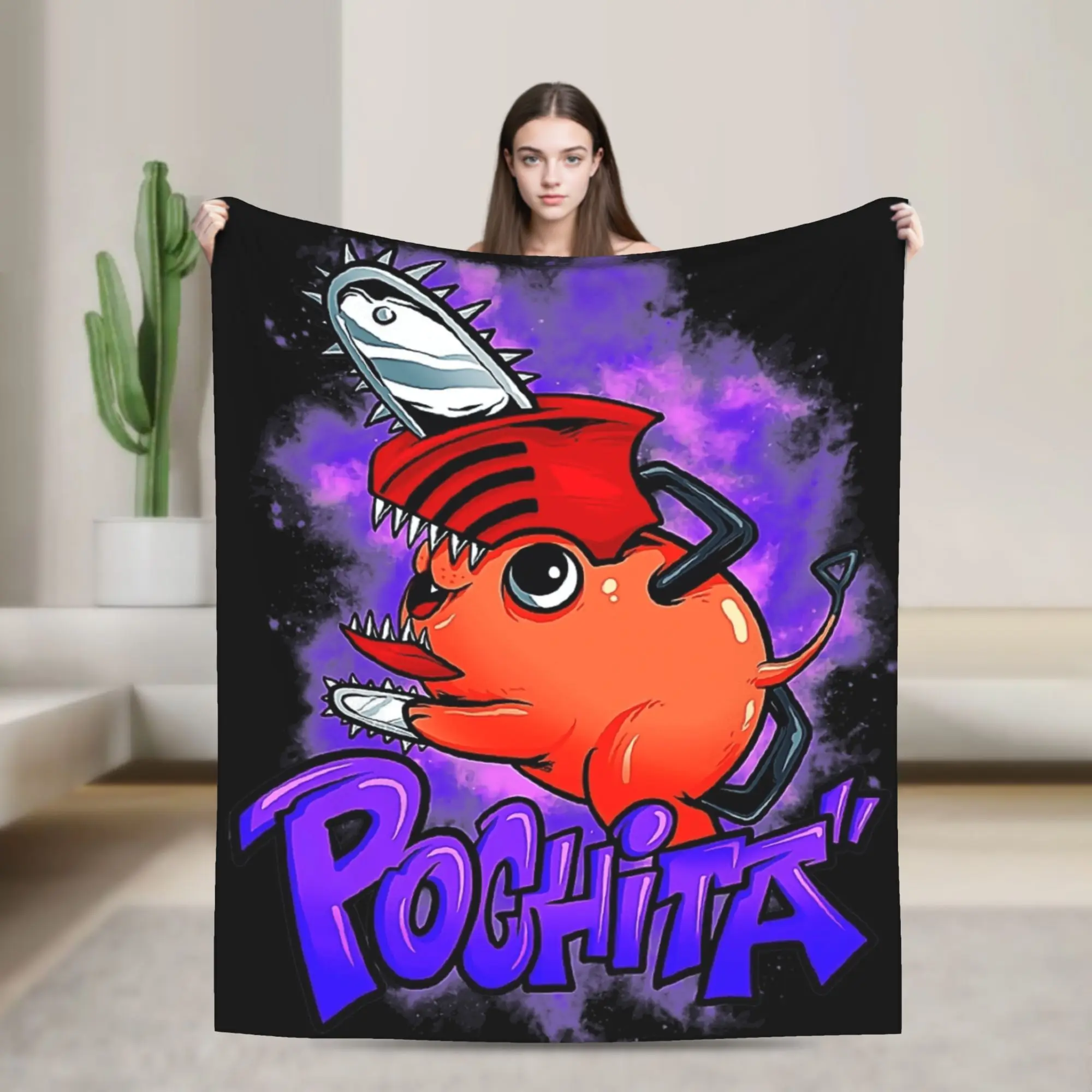 

Chainsaw Man Anime Pochita Plush Blanket Kids Flannel Throw Blanket For Outdoor Warm Soft Custom DIY Quality Bedspread Gift