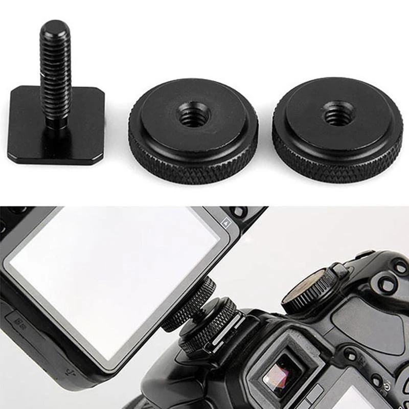 1/4 doppia vite di conversione Flash Metal Hot Shoe Mounts adattatore Flash per fotocamera aggiornamento fotografia 2-in-1 strumenti per componenti generali