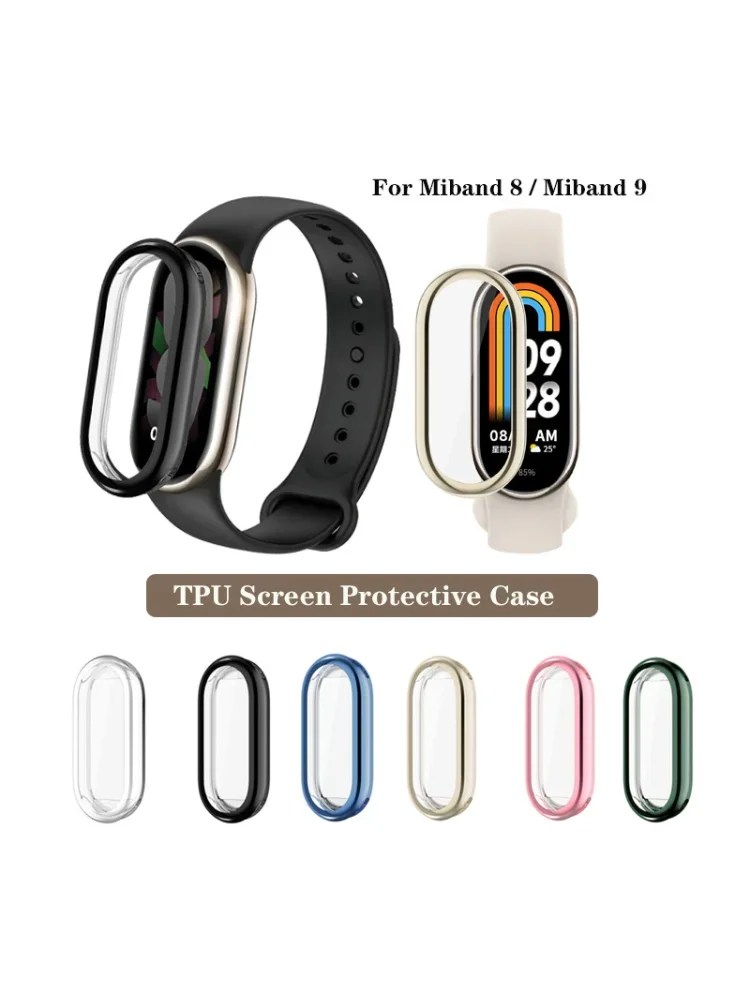 Étui de protection galvanisé à couverture souple en TPU pour Xiaomi Mi Band 10 9 Miband 8