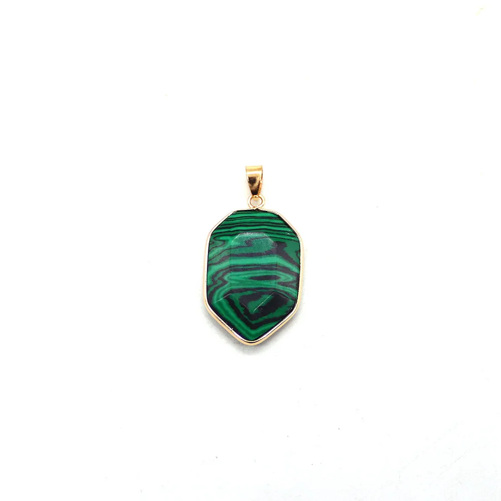 Retail 1 Pcs 22*36mm Shield Shaped Malachite Rose Quartz Tiger Eye Natural Stone Pendant Handmade Making Jewelry Accessories