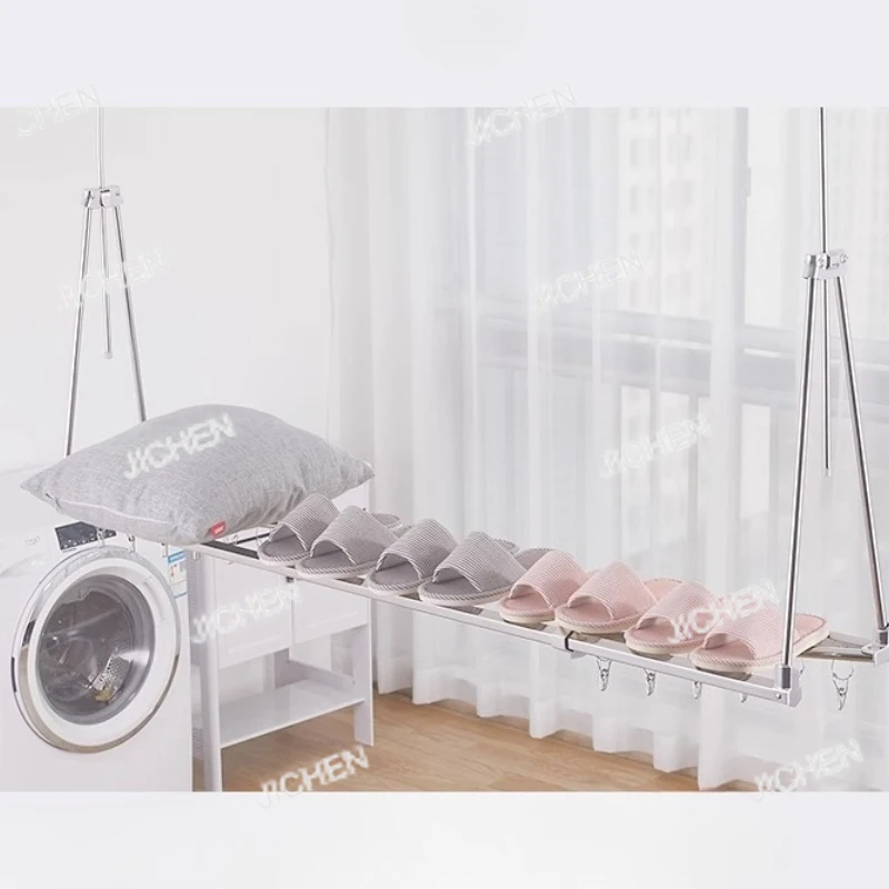 

JC Adjustable Stainless Steel Drying Rack Balcony Clothes Rack Sock & Quilt Extendable Hanger Space Saving Laundry Rod for Indoo