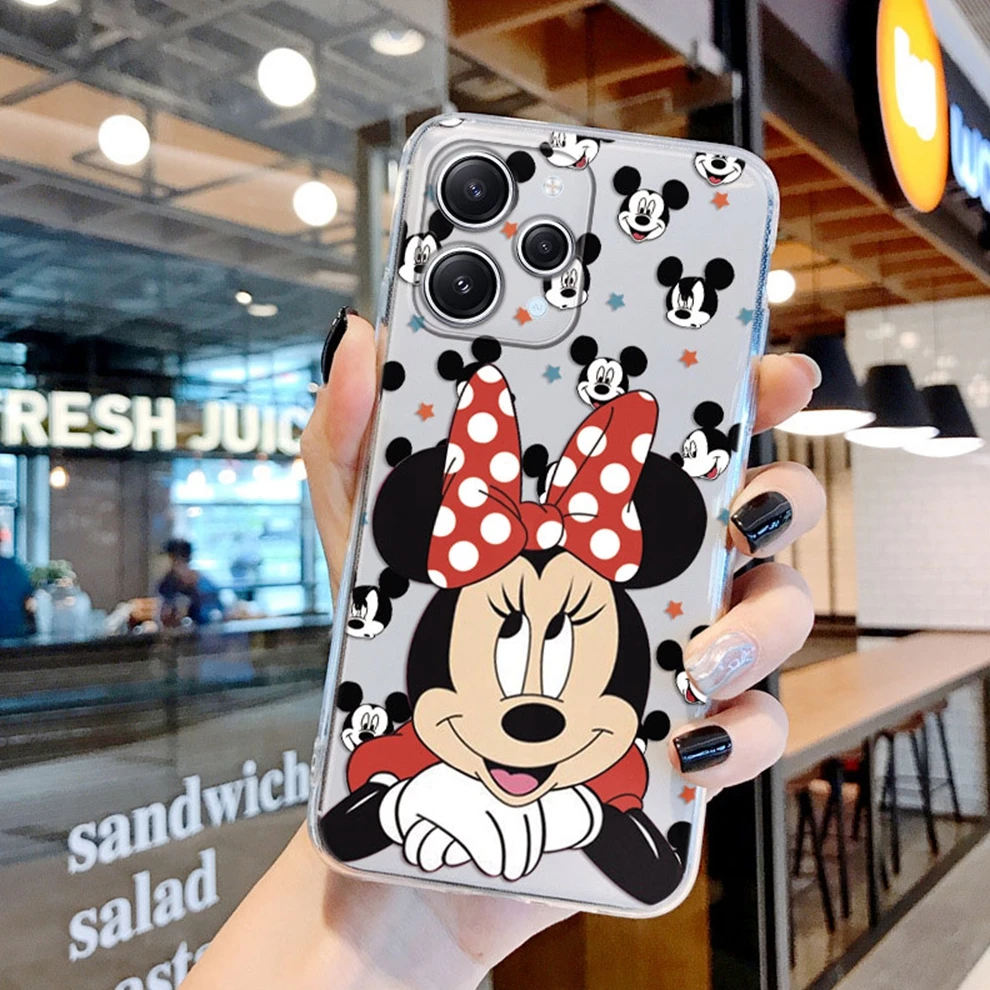 Funda para Redmi 12 11A 12C poco c55 Funda trasera Coque Mickey Minnie Mouse Stitch Funda transparente de silicona suave para parachoques Redmi 12